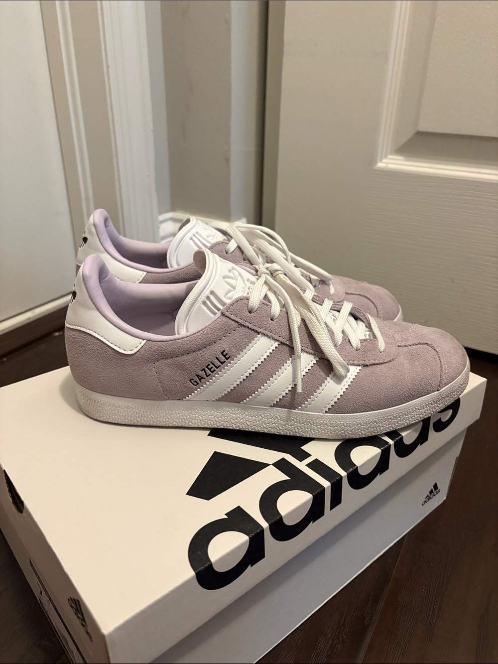 adidas Gazelle Women's Suede Sneakers in Lavender and White